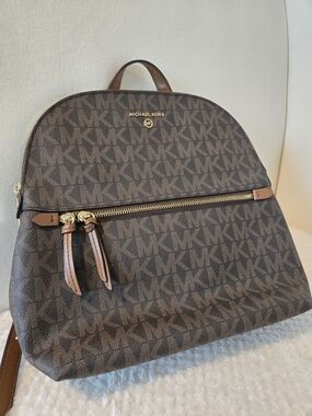 Michael Kors Brown Logo Monogram Backpack
